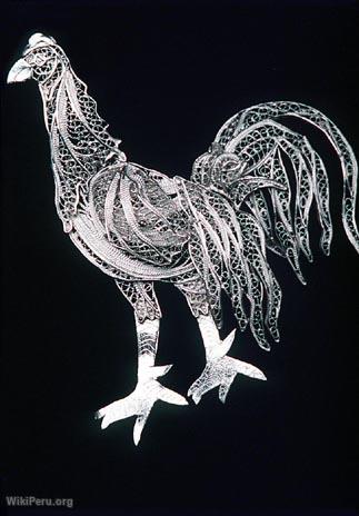 Coq en filigrane d'argent